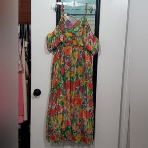 🧁B2G1🧁 SHEIN Multicolor Floral Off-Shoulder Ruched Dress